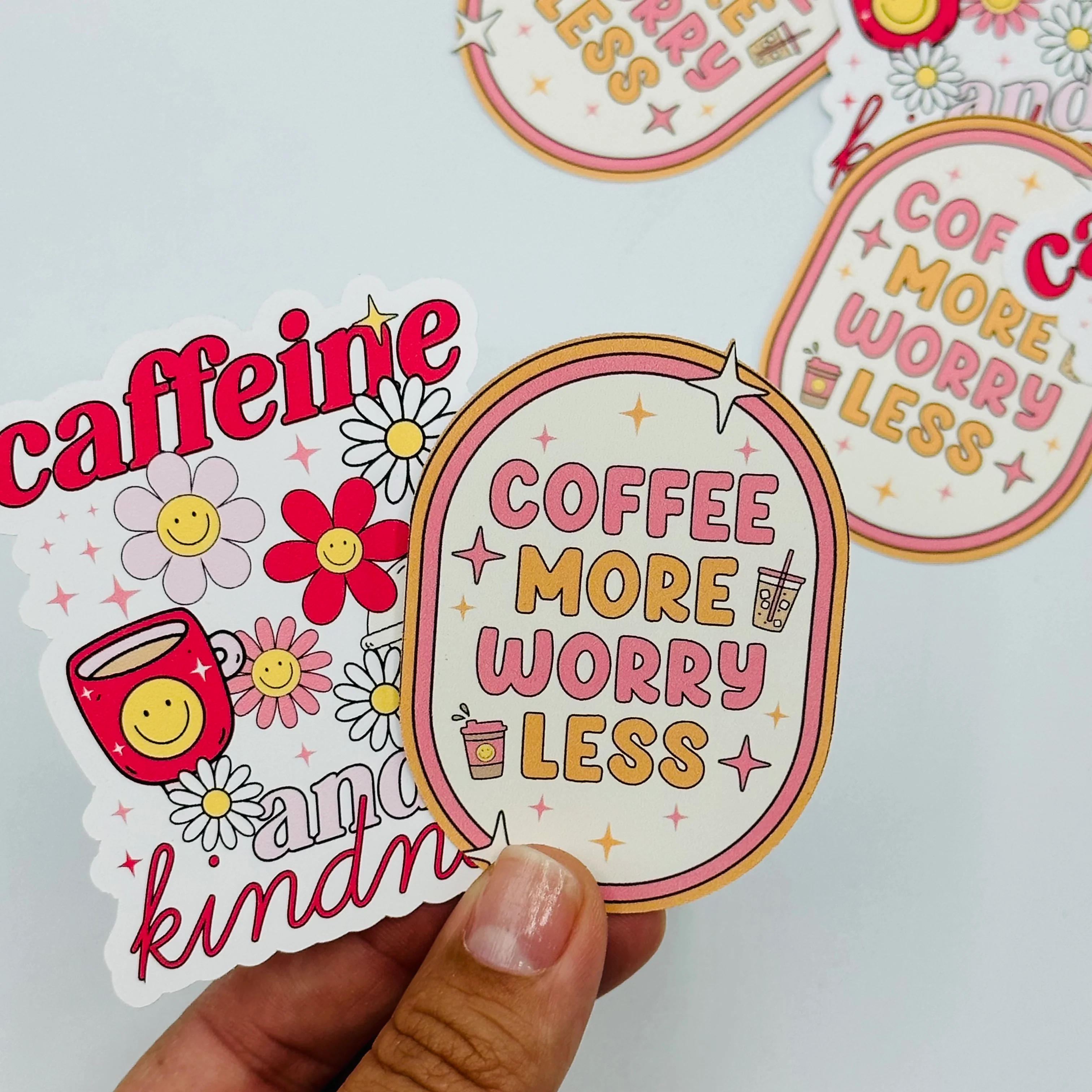 Caffeine and Kindness Vinyl Stickers - Image 2
